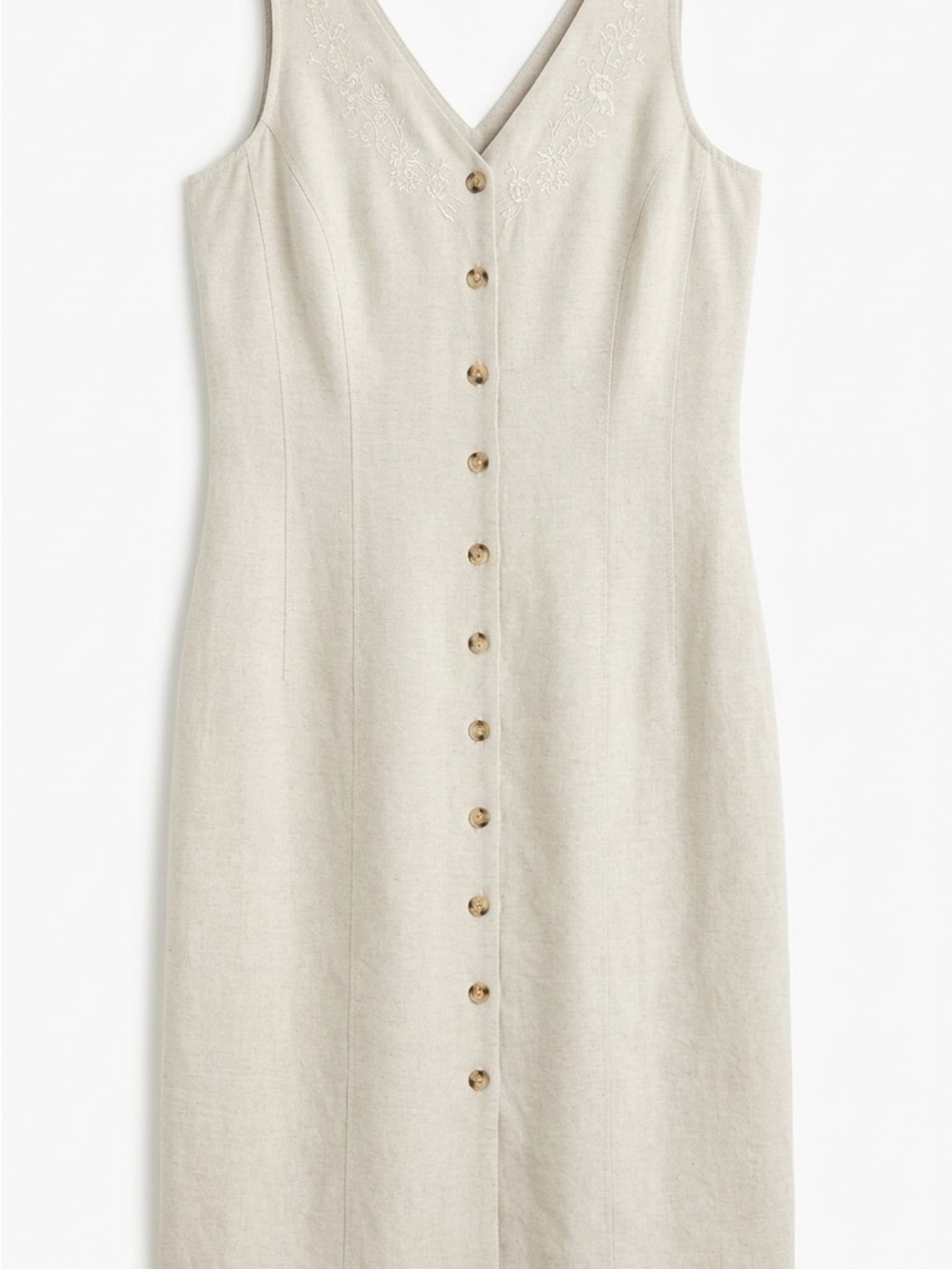 Laura Ashley Cream Button-Front V-Neck Midi Dress